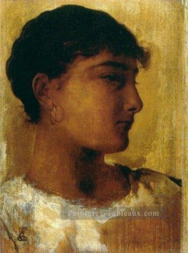 Étude d’une jeune fille tête d’une autre vue Edwin Long Peinture à l'huile